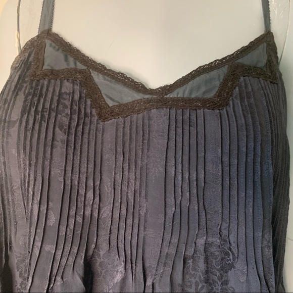 REBECCA TAYLOR 100% Silk Jacquard Blue Loose Fit Tank Size 8 - Picture 10 of 16